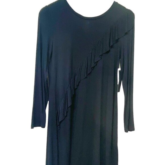 NWT Design Lab Girls Dress Large Black Long Sleeve Ruffle - Picture 1 of 8